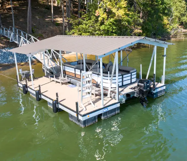 new dock installation at mountain island lake